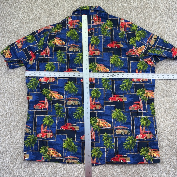 Island Reserve Blue Hawaiian Vintage Car Shirt Mens size XL - Picture 8 of 11